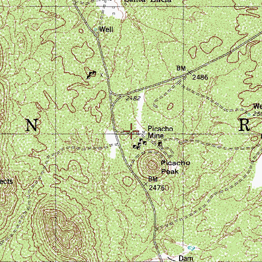 Topographic Map of Picacho Mine, AZ