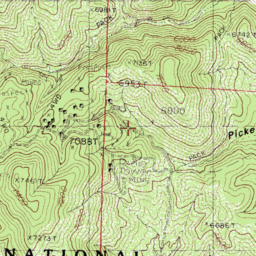 Topographic Map of Dove Mine, NM