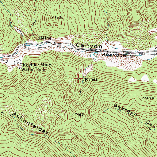 Topographic Map of Koehler Number Three Mine, NM