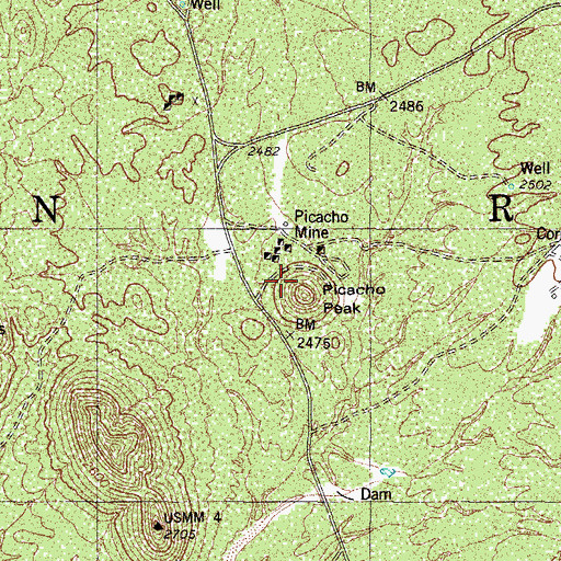 Topographic Map of Picacho Peak, AZ