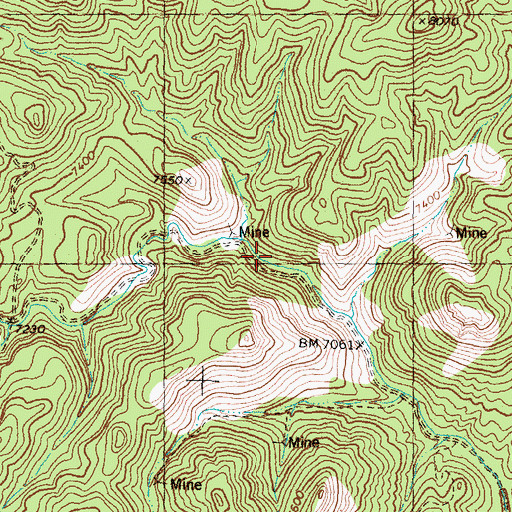 Topographic Map of Tomahawk Mine, NM