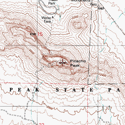 Topographic Map of Picacho Peak, AZ