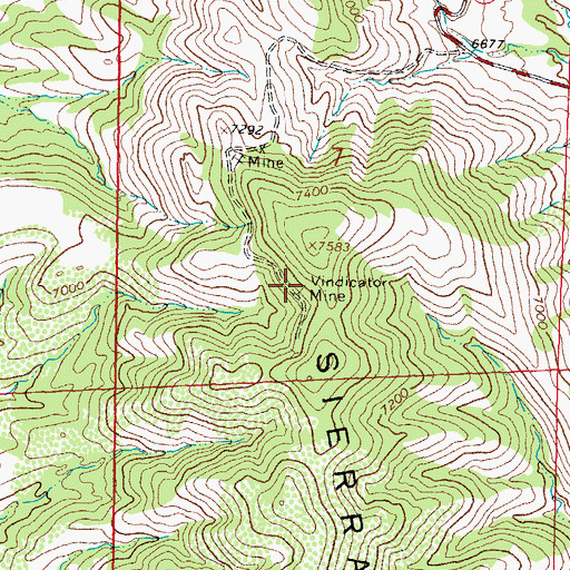 Topographic Map of Vindicator and West Contact Mine, NM
