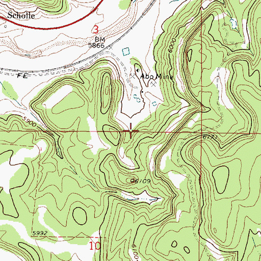 Topographic Map of Scholle Plant Mine, NM