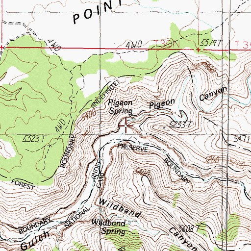 Topographic Map of Pigeon Canyon, AZ