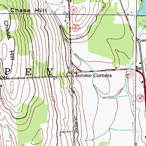 Topographic Map of Jerome Corners, NY