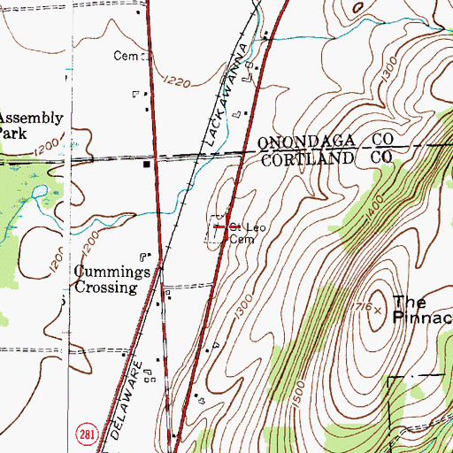 Topographic Map of Saint Leo's Cemetery, NY