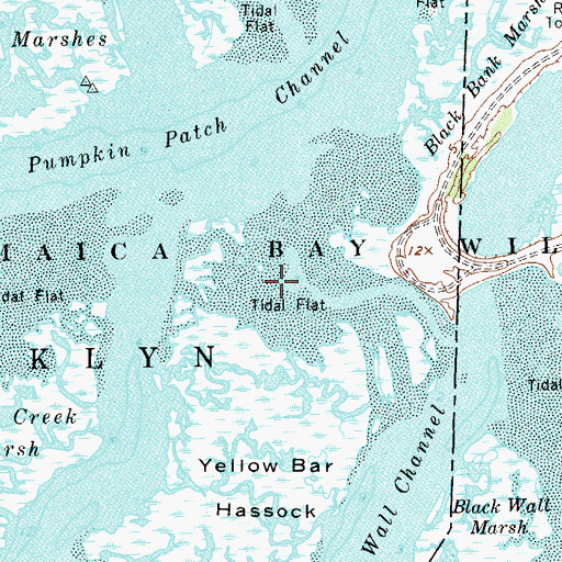 Topographic Map of Jamaica Bay Wildlife Refuge, NY