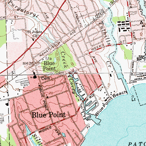 Topographic Map of Purgatory Creek, NY