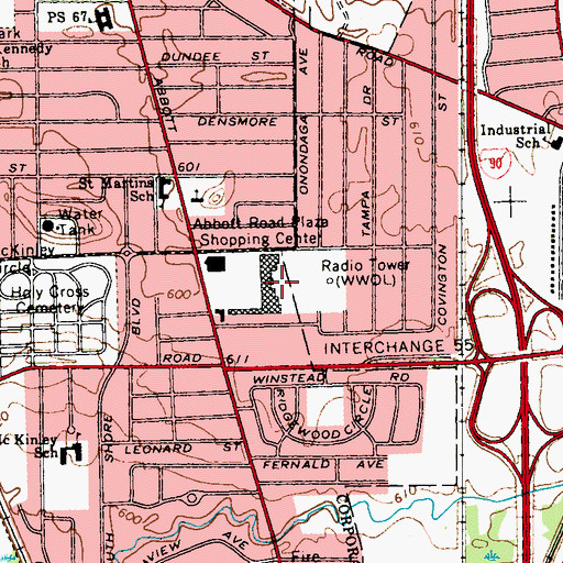Topographic Map of Abbott Road Plaza Shopping Center, NY
