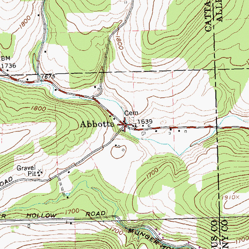 Topographic Map of Abbotts, NY