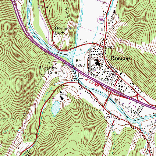 Topographic Map of Abe Wood Brook, NY
