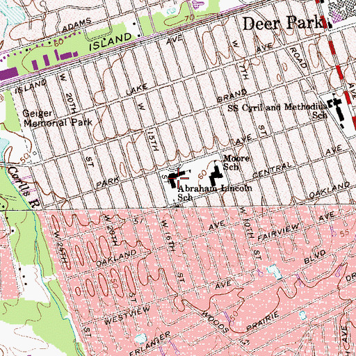 Topographic Map of Abraham Lincoln School, NY