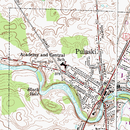 Topographic Map of Academy and Central School, NY