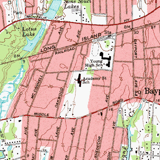 Topographic Map of Academy Street Elementary School, NY