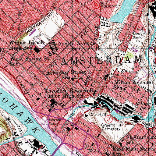 Topographic Map of Academy Street School, NY