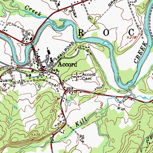 Topographic Map of Accord Cemetery, NY