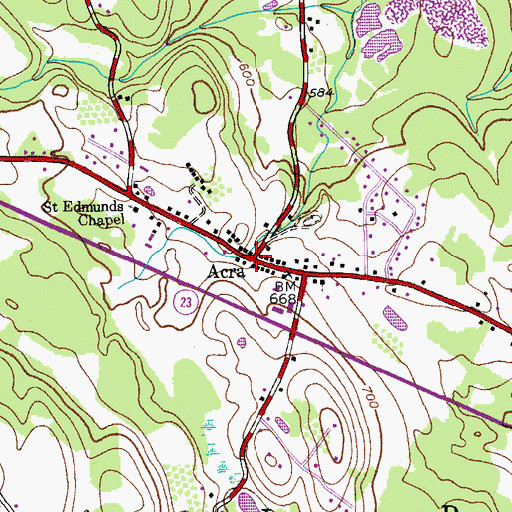 Topographic Map of Acra, NY