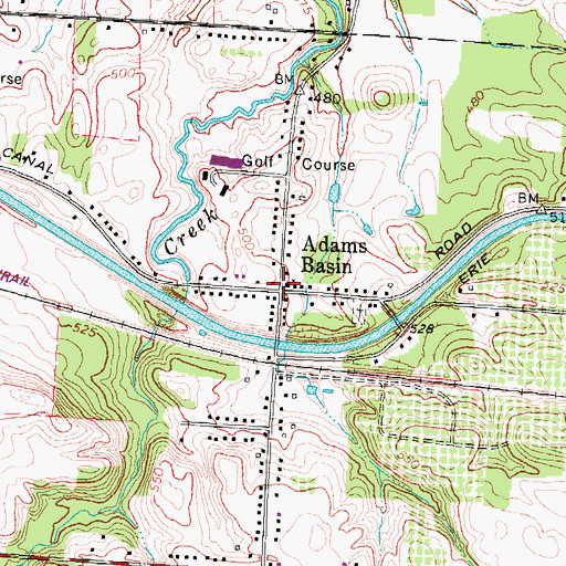 Topographic Map of Adams Basin, NY