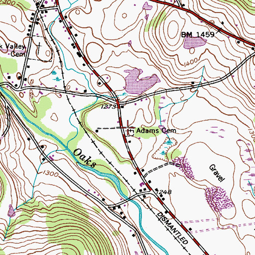 Topographic Map of Adams Cemetery, NY