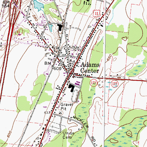 Topographic Map of Adams Center, NY