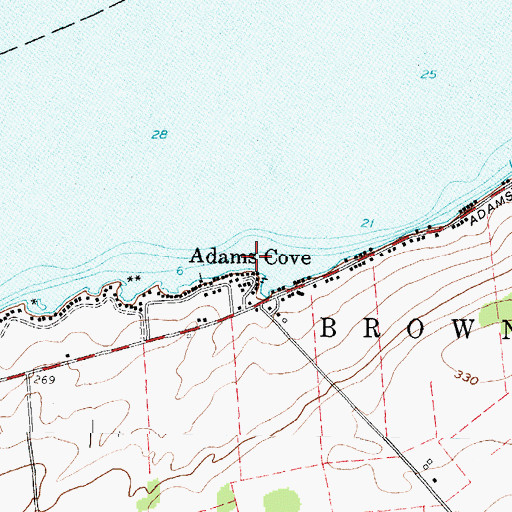Topographic Map of Adams Cove, NY