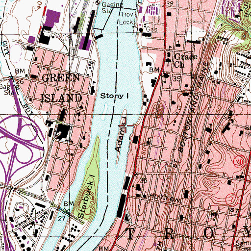Topographic Map of Adams Island, NY
