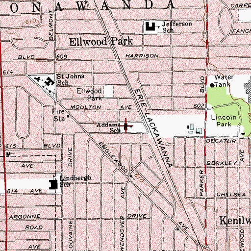 Topographic Map of Addams School, NY