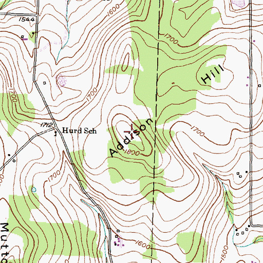 Topographic Map of Addison Hill, NY