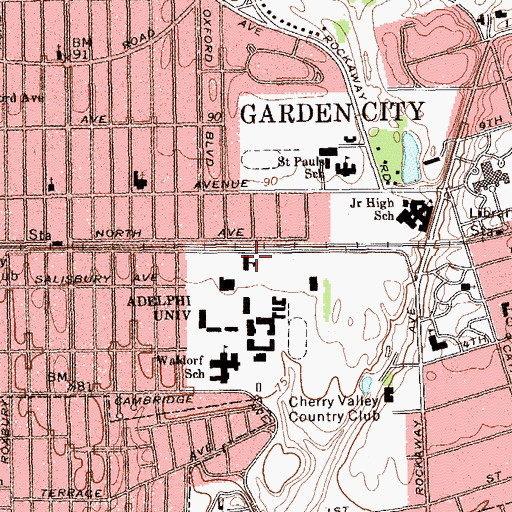 Topographic Map of Adelphi University, NY