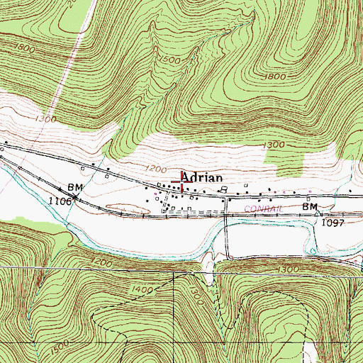 Topographic Map of Adrian, NY