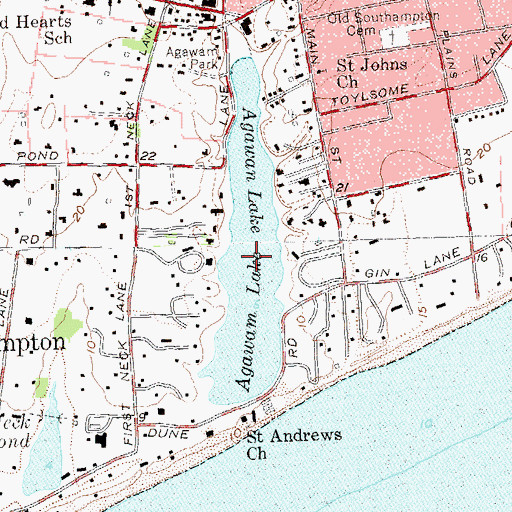 Topographic Map of Agawan Lake, NY
