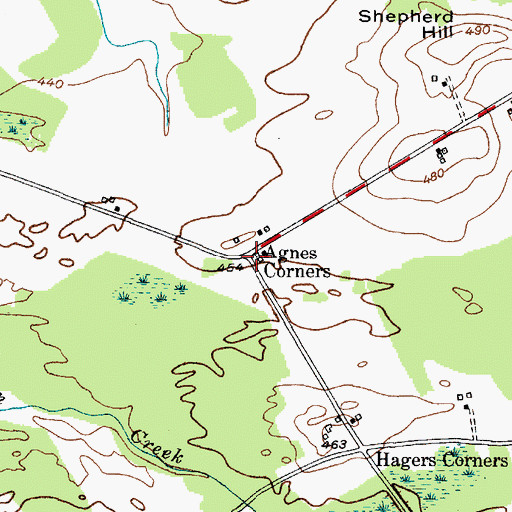 Topographic Map of Agnes Corners, NY