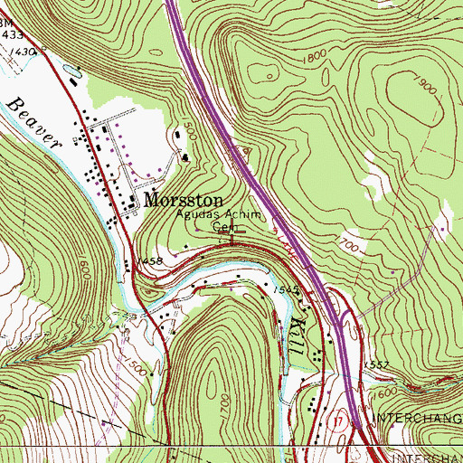 Topographic Map of Agudas Achim Cemetery, NY