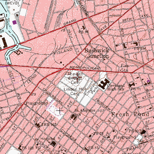Topographic Map of Ahawith Chesed Cemetery, NY