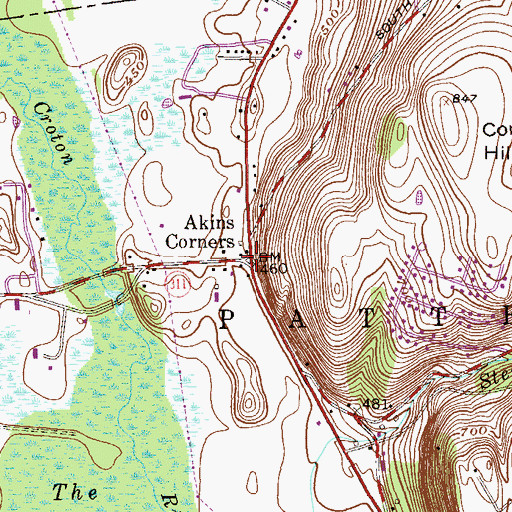 Topographic Map of Akins Corners, NY