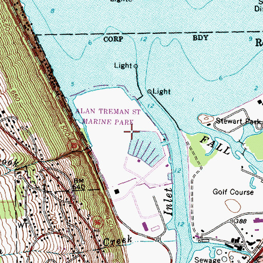 Topographic Map of Alan Treman State Marine Park, NY