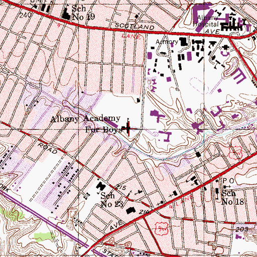 Topographic Map of Albany Academy for Boys, NY