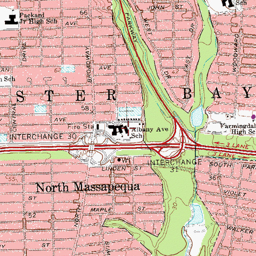 Topographic Map of Albany Avenue School, NY