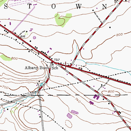 Topographic Map of Albany Bush School, NY