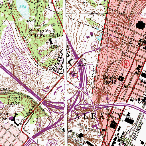 Topographic Map of Albany Memorial Hospital, NY