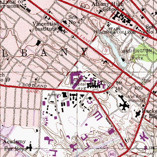 Topographic Map of Capital District Psychiatric Center, NY