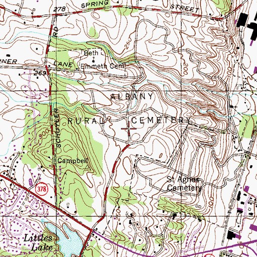 Topographic Map of Albany Rural Cemetery, NY