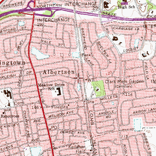 Topographic Map of Albertson, NY