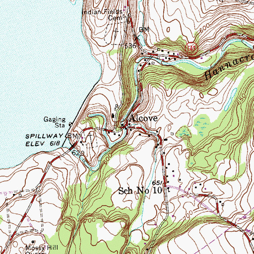Topographic Map of Alcove, NY