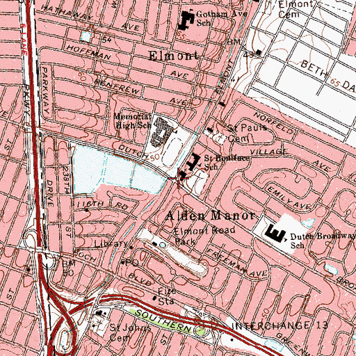 Topographic Map of Alden Manor, NY