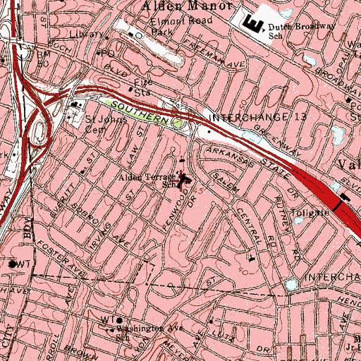 Topographic Map of Alden Terrace Elementary School, NY