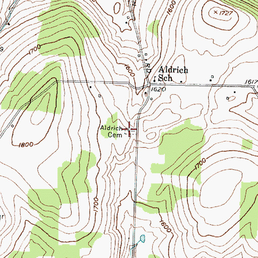 Topographic Map of Aldrich Cemetery, NY