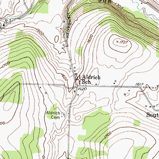 Topographic Map of Aldrich School (historical), NY