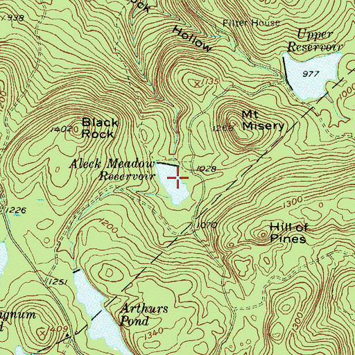 Topographic Map of Aleck Meadow Reservoir, NY
